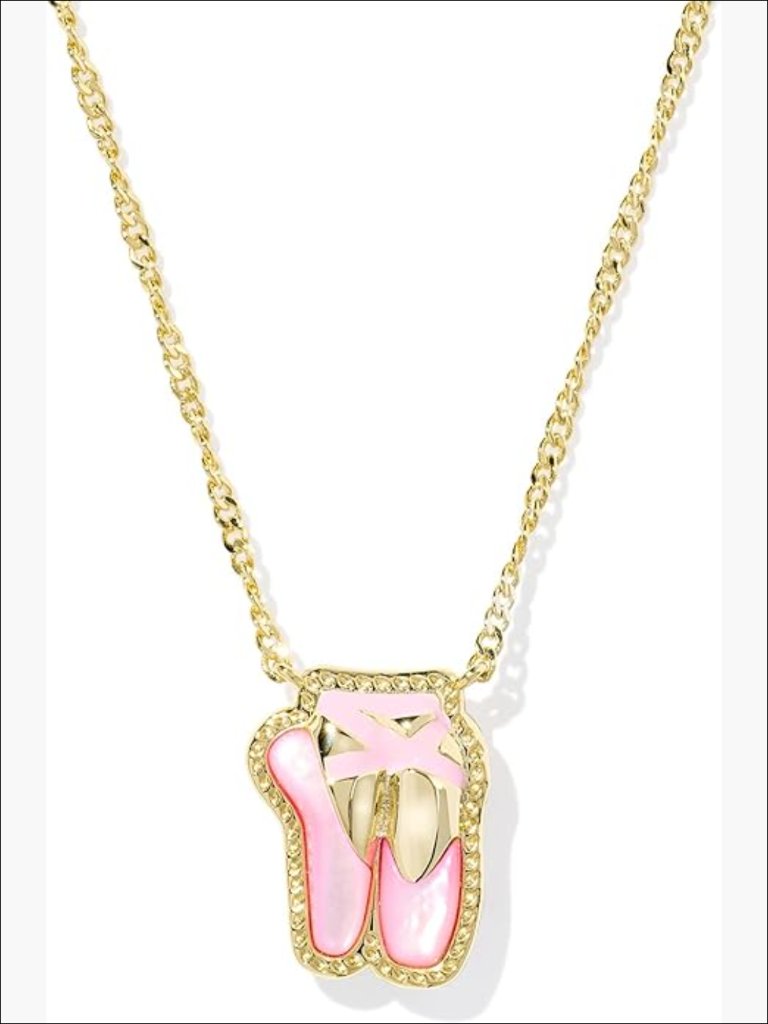 Gold Plated Brass Ballet Slipper Pendant Necklace With Lobster Clasp